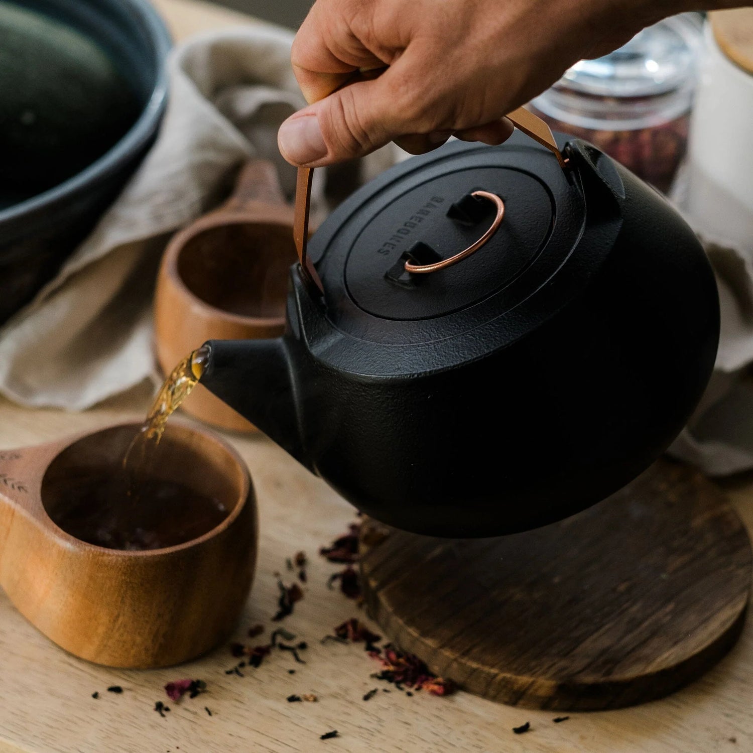 Barebones Enamel Lined Cast Iron Teapot
